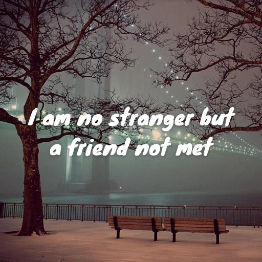 I AM NO STRANGER BUT A FRIEND NOT MET