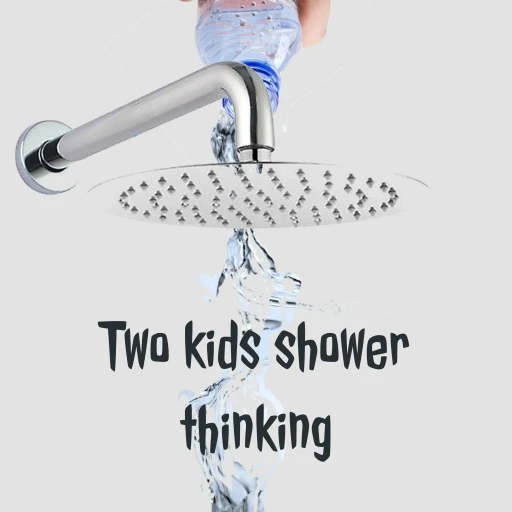 Two kids shower thinking